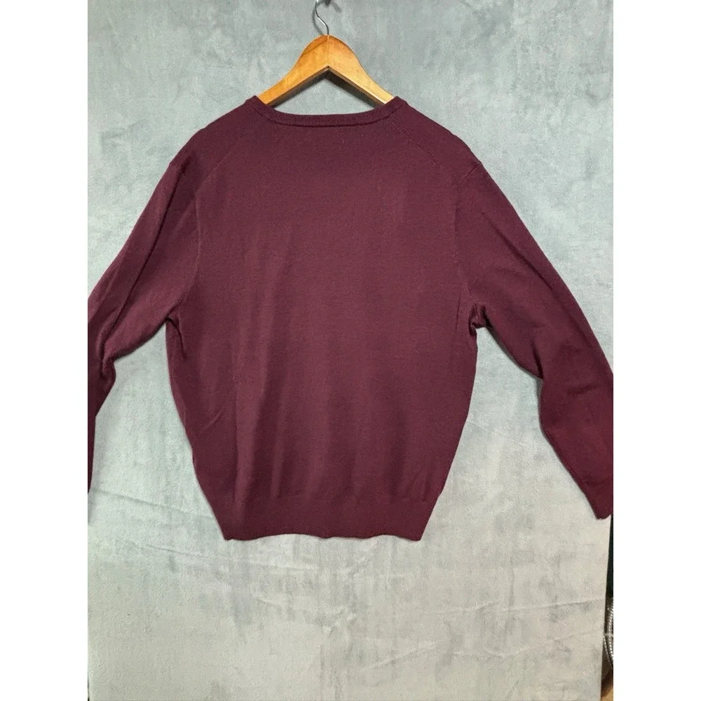 Polo Ralph Lauren Sweater Mens L Washable Merino 100% Wool V Neck Pony Preppy